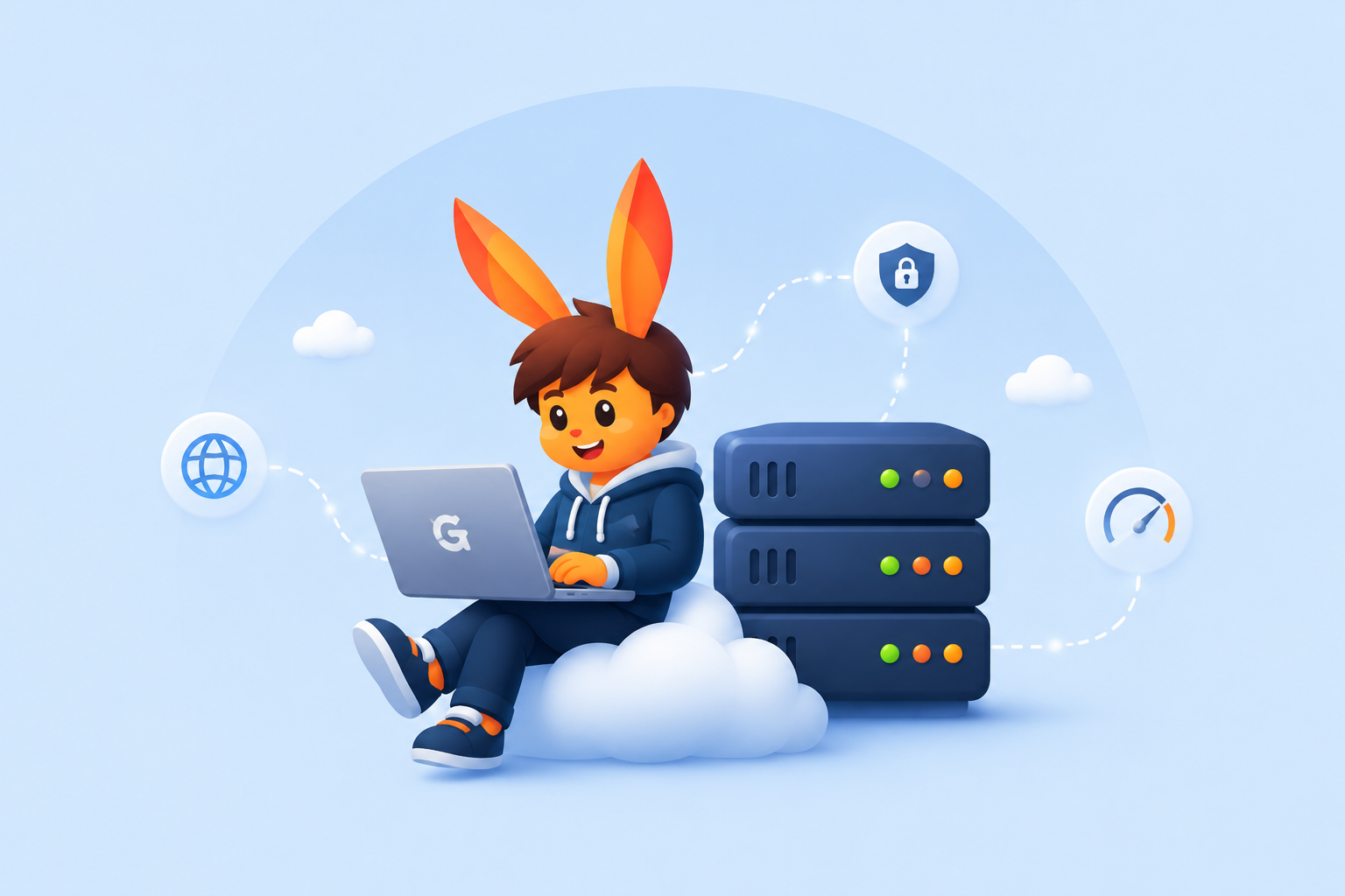Developer tools and CDN cloud delivery illustration